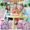 12 Pcs Purple Mushroom House Drawstring Non-Woven Bag Fairy Drawstring