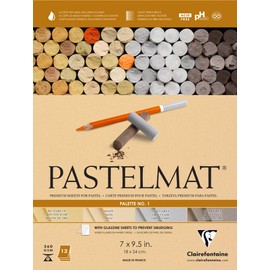 Clairefontaine Pastelmat Glued Pad - Palette No. 1 - (7 x 9 1/2 Inches) 18 x 24 cm - 360g - 12 Sheets - Maize, Buttercup, Dark Grey, Light Grey