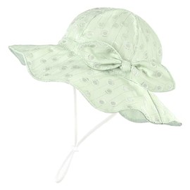 jerague Lace Embroidery Sun Hat for Baby Kids Girls Wide Brim Summer Hats for Outdoor Anti-UV Breathable Beach Hats, Bow-Green, 0-6 Months