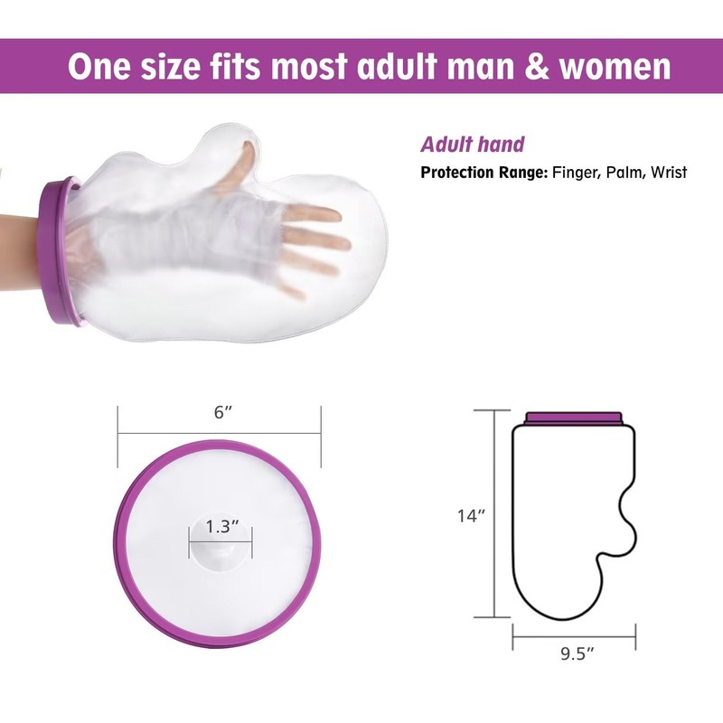 MEDOTS Purple Adult Hand Cover Protector for Shower Reusable 100%