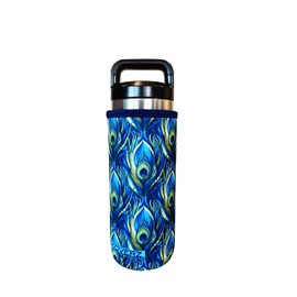 Koverz Water Bottle Sleeve, Neoprene Insulated Bottle Sleeve, Fits 24-30 Oz. Water Bottle, Washable and Reusable, Large Size, Peacock