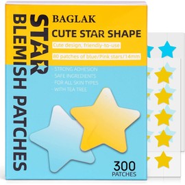 BAGLAK Star Shape Blemish Patch -300 Patches - Yellow & Blue, Hydrocolloid Spot Dots - Blemishes Patch - Zit Stickers, Patches To Cover Facial Blemishes