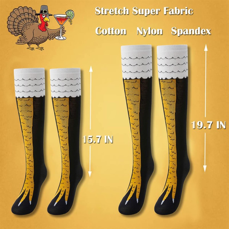 FITTEE Novelty Funny Crazy Chicken Feet Socks Knee-High Turkey Socks