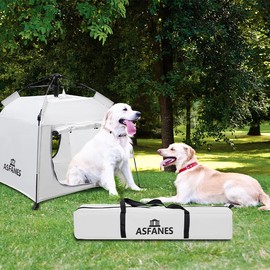 ASFANES Outdoor Waterproof Pet Automatic Camping Tent, Pop up Cave Bed for Indoor Cats and Small Dogs, Portable Cat House Dog House, White.