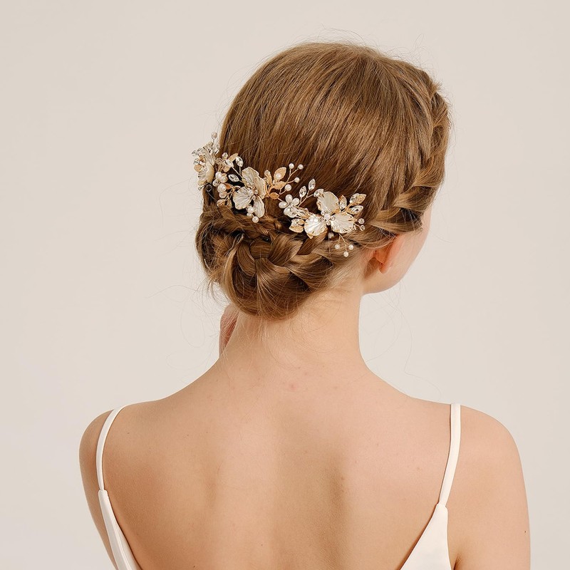 ゴールド フラワー 花 髪 飾り ヘッド ドレス レディース コーム ヘアアクセサリー
