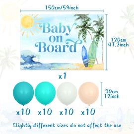 JeVenis Surf Baby Shower Decorations Baby On Board Baby Shower Decorations Summer Beach Party Supplies Baby Shower Surf Party