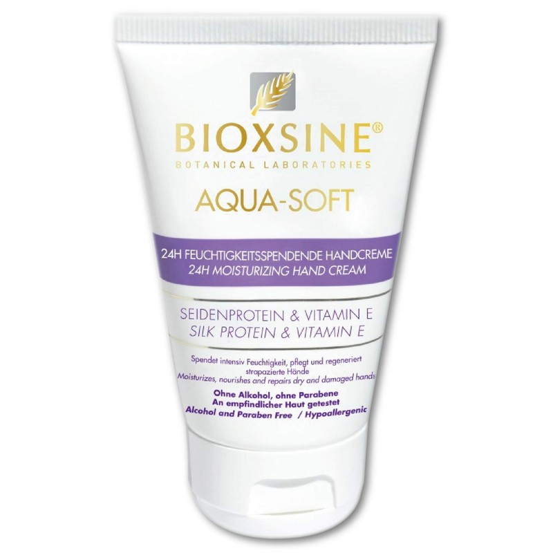 Bioxsine Aqua-Soft Handcreme, feuchtigkeitsspendend, mit Seidenprotein, Vitamine E, ohne Alkohol,