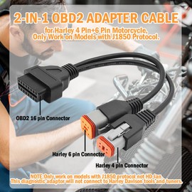 2-in-1 OBD2 Adapter Cable for Harley 4pin+6pin Motorcycle Diagnostic Tool Scanner,Work on Models with J1850 Protocol,OBD2 Harley Scanner Diagnostic Tool (2-in-1 Upgraded)