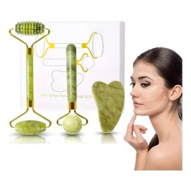 3pzs Rodillo De Jade Masajeador Para Facial Masaje Guasha                                                                                             