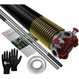 Garage Door Torsion Spring 250x1.75x35 Replacement 1" Steel Bearing, Winding Bars, Gloves, and Manual Precision E-Coating 5-Year Warranty Min. 30,000 Cycles for Left Side of Garage Door (Red Cone)