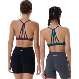 AUROLA Mercury - Sujetadores deportivos de entrenamiento para mujer, atléticos, extraíbles, acolchados, sin espalda, con tiras, para gimnasio, yoga, Floral-Deep Teal, L