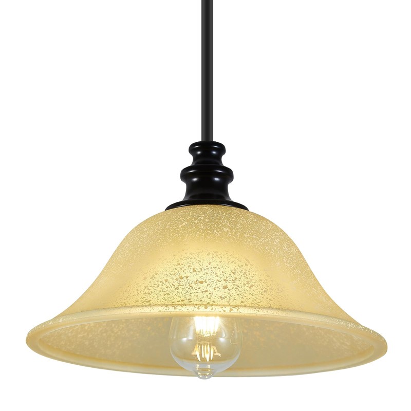 SHENGQINGTOP 12"D Retro Glass White Speckles Domed Shade with 1.65"