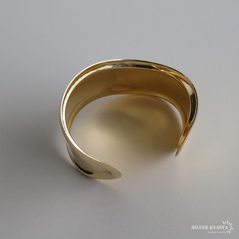 Silver Kyasya Gold Bone Cuff Bangle, Wide, Thin, Thick, Wide,