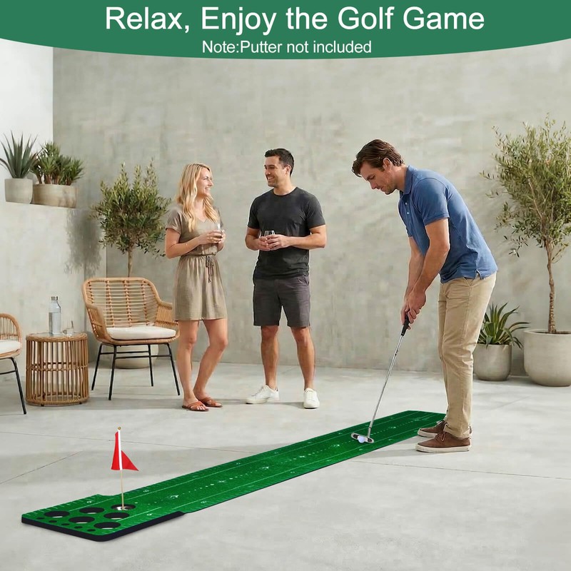 Chriiena Golf Putting Game Mat, Indoor Putting Green Set for