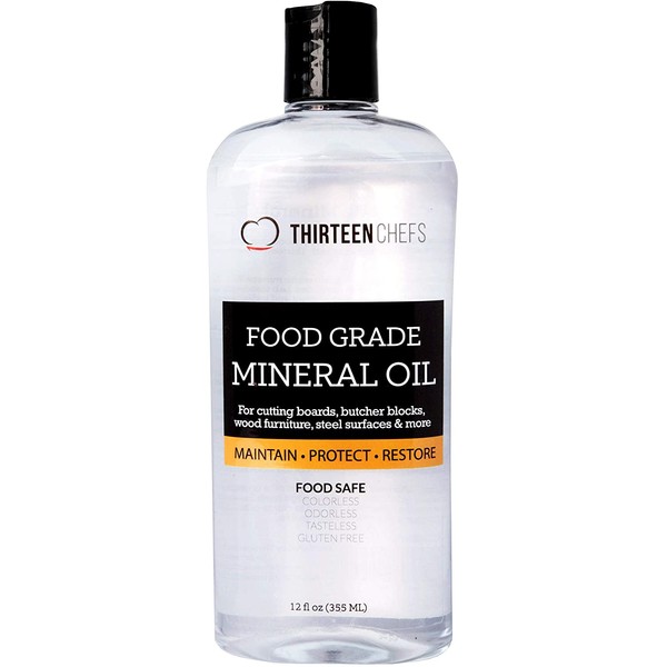Thirteen Chefs Food Grade Mineral Oil for Cutting Boards, Countertops and Butcher Blocks - Food Safe and Made in the USA