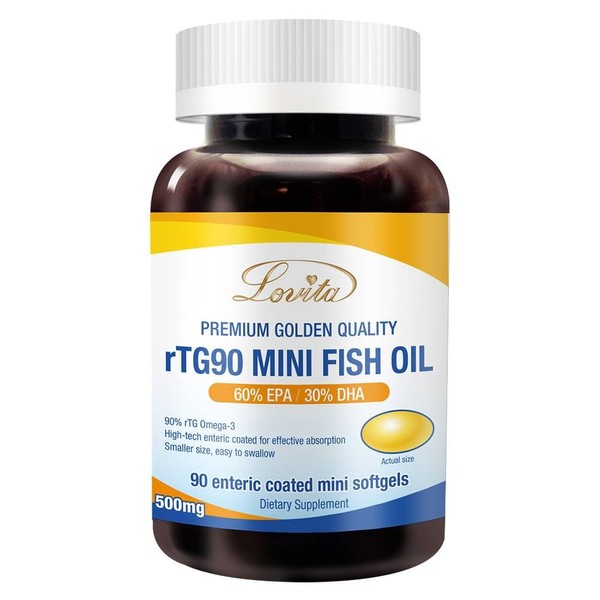 Lovita Fish Oil, 2000mg Daily, High Absorption rTG Form, 90%