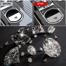 Baceyong Car Bling Electronic Handbrake Button Cover Trim, Automatic Handbrake Shiny Rhinestone Decorative Sticker, Compatible with Ja-g-uar Xj Xjl Xf 2008-2015