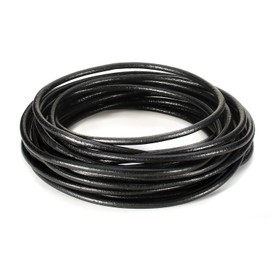 BEADNOVA 4mm Round Genuine Leather Cord for Bracelet Beading Jewelry Making 5 Meters/ 5.5 Yards, Black
