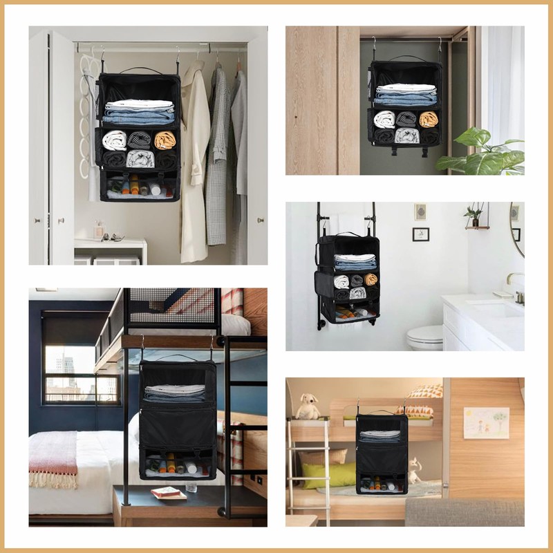 Surblue Hanging Shelves Travel Storage Bag Compression Packing Cube for
