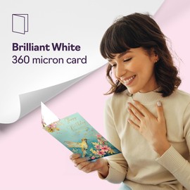 Beautiful Gold Birthday Cards for Girlfriend - Wonderful Golden Birds Hummingbird - Elegant Traditional Pretty Birthday Card for Girlfriend from Boyfriend Partner, A5 Gorgeous Greeting Cards