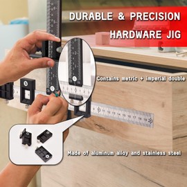 Aluminum Alloy Cabinet Hardware Jig Metal Cabinet Handle Jig with Center Punch Locator and Drill,Cabinet Template Woodworking Tool Cabinet Jig for Handles and Pulls