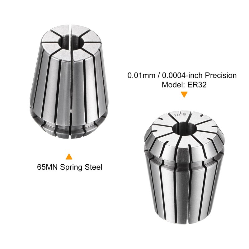sourcing map 2pcs ER32 Spring Collet 10mm Chuck 0.008 High