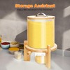 Glass Rice Dispenser with Airtight Lid, Wooden Stand & Measuring