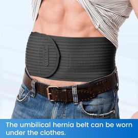 Velpeau Umbilical Hernia Belt for Women & Men -Abdominal Support Binder with Ventilation Compression Pad -Navel Ventral Epigastric Incisional and Belly Button Hernias Surgery Prevention Aid (Black, S)
