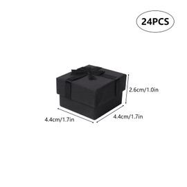 24 Pack Jewellery Gift Boxes, 4x 4x 2.6 cm Ring Gift Boxes with Bow Knot and Lids, Ring Earring Boxes Bulk for Jewellery Display Gifting, Black