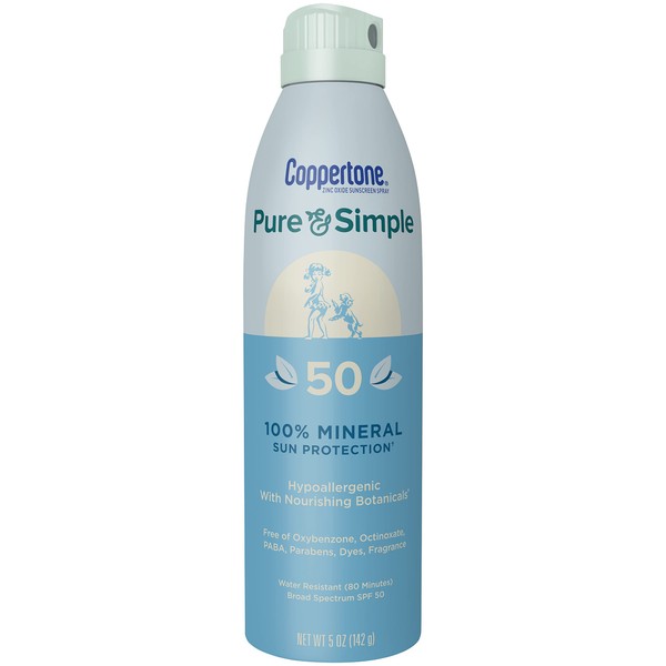 Coppertone Pure and Simple Zinc Oxide Mineral Sunscreen Spray SPF