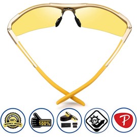 SOXICK- Gafas de visión nocturna polarizadas para hombres y mujeres Gafas de seguridad para conducir amarillas con protección UV