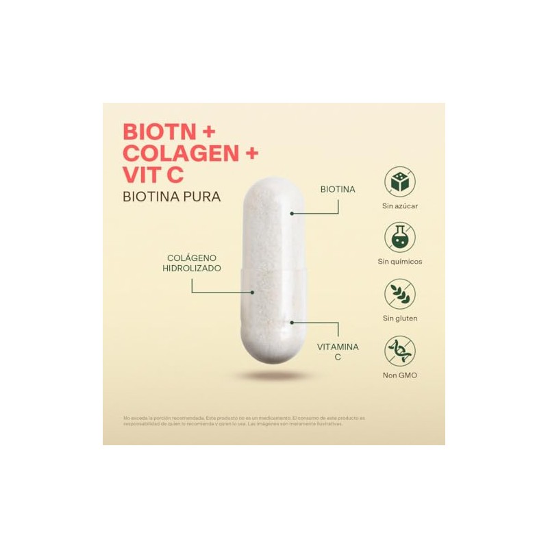 Biotina Pura Colageno Hidrolizado Capsulas Vitalbotanics Suplemento Multivitaminico Vitamina Hombre
