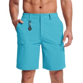 MAGCOMSEN Cargo Shorts for Men with Zipper Pockets Lightweight Quick Dry Summer Running Fishing Hiking Outdoor Shorts Blue