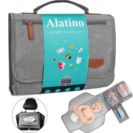 Portable Diaper Changing Pad for Baby, Detachable Travel Changing Pad with Baby Wipes Pocket, Gifts for Baby Shower, Newborn Girls and Boys (Grey)