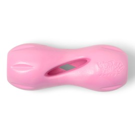 WEST PAW Zogoflex Qwizl Dog Puzzle Treat Toy – Interactive Chewing for Dogs – Dispenses Pet Treats – Brightly-Colored Dog Enrichment Toy for Aggressive Chewers, Fetch, Catch, Large 6.5", Bubblegum