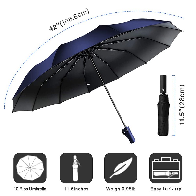 Feimvbe Travel Umbrella, Windproof Automatic Umbrella Compact Sized Portable Personal