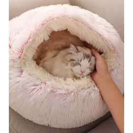 Plush Cat Bed, Self Heating Cat Tent / Cat Cave, Soft, Non-Slip and Washable