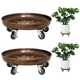 Parsagi Plant Saucer 13" Rolling Plant Caddy Rolling Plant Stand with Wheels – Heavy Duty Metal, Locking, Sturdy, Rust-Resistant Finish, and Easy to Move, 350 lb Capacity, 2 Pack