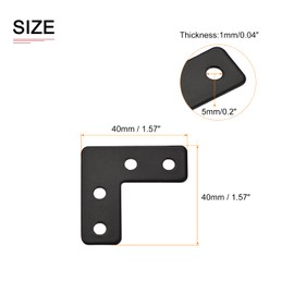 DTGN 40x40mm(LxW) L Shape Repair Plates -12Pack- Good for Wood Furniture Maintenance - Iron Corner Brackets W/Screws - Black