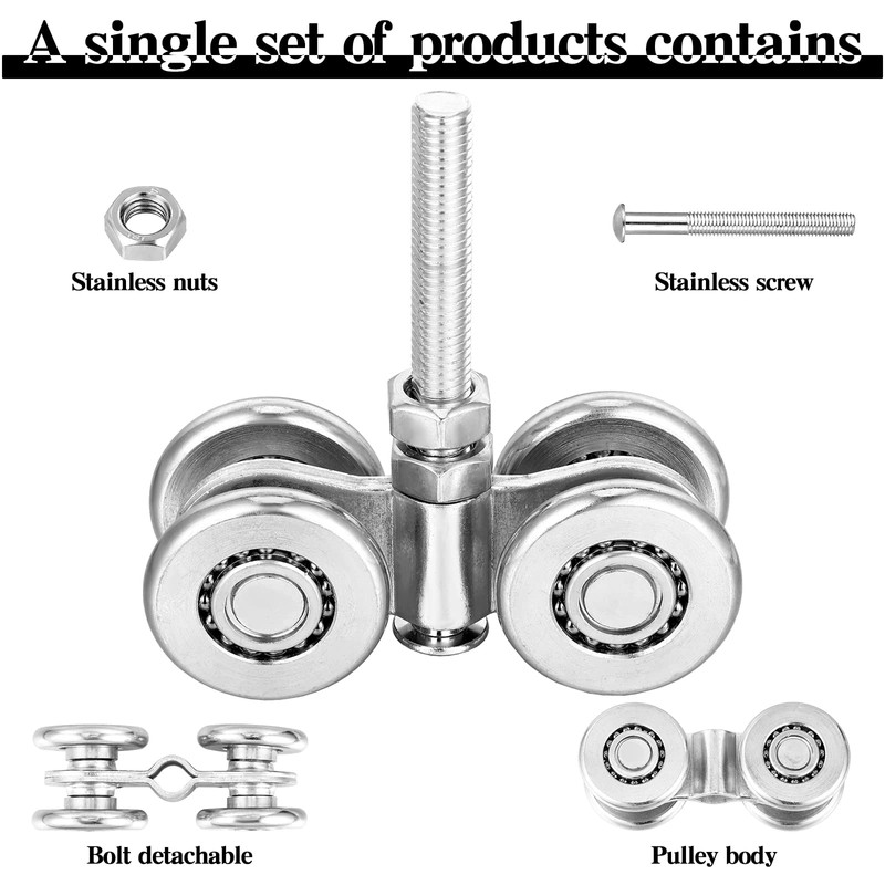 Yexiya 4 Pcs Wheel Trolley Assembly Barn Door Rollers for