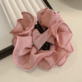 2pcs girls' large ribbon hair clips, strong grip hair clips, large clips, women's long hair styling accessories (light purple&off white)