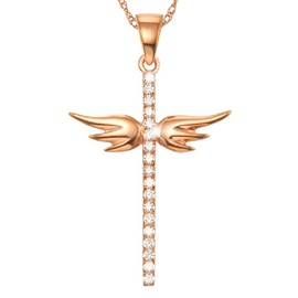 BellaMira 925 Sterling Silver or Rose Gold Cross Necklace - Faith Religious Christian Catholic Jewellery in Elegant Gift Box