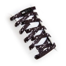 TEEZY No Tie Shoe Laces for Trainers | Premium Thin Elastic Weave & Quick Lock Buckle | Flat Shoe Laces For Adults & Kids | Elastic Shoelaces Black White Laces No Tie | SPLASH (Black/White)