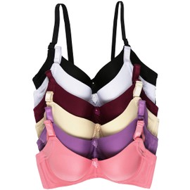 ToBeInStyle Women's Pack of 6 Wired Padded T-Shirt Bras with Wide Wings - 38B