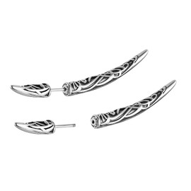 HZMAN Stainless Steel Spike Taper Stud Earrings for Men Women Screw Piercing Vintage Pattern Sharp Taper Earring Jewelry Gift