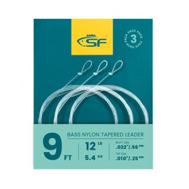 SF Pre-Tied Loop Heavy Butt Fly Fishing Bass Tapered Leader High Knot Strength Clear Nylon for Bass/Large Flies 3 Packs 9FT 12lb