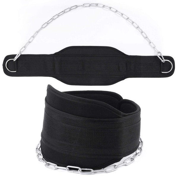 Odoland Pull Up Dip Belt with Stainless Steel Chain, Heavy Weight 290.7 lbs (136 kg), Muscle Training, Weighted Chinning Belt, Training Belt, Lever Action, Lifting Belt, Weight Power Belt, Durable