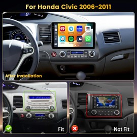 Fuluku 4+128GB Android 15 Car Stereo for Honda Civic 2006-2011 Wireless Carplay Android Auto, 10.1 Inch Incell Touch Screen Car Stereo with GPS, Backup Camera, Bluetooth, FM/RDS, EQ, WiFi, SWC