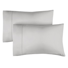 100% Cotton Pillow Cases Queen Size - Extra Soft 400 Thread Count Cotton - Pillowcases Set of 2 - Cooling, Breathable & Cozy - Luxury Hotel Quality Pillow Covers - Standard Light Grey 2 Pack