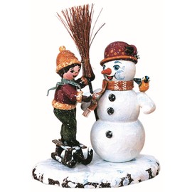 Kleine Figuren & Miniaturen Winterkinder Junge mit Schneemann - 11cm - Hubrig Volkskunst